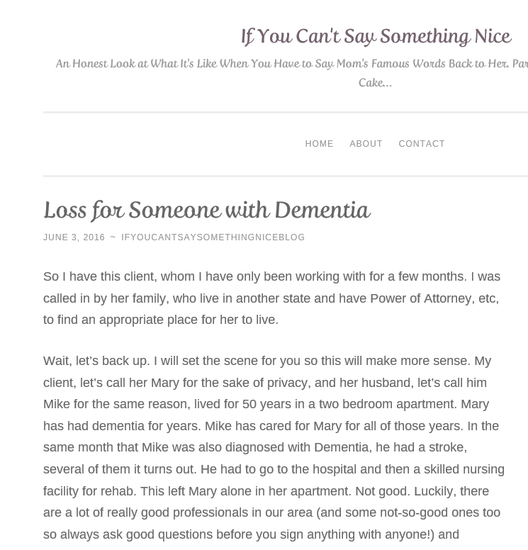 Loss for Someone with Dementia